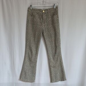 Frame Gray & Red Plaid Cotton Pants.  Le Crop Mini Boot.  Size Small